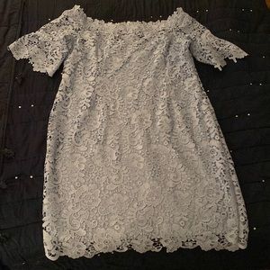 Paper dolls blue lace off the shoulder dress